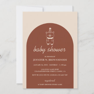 Invitation Ours en terre cuite avec chapeau de fête Baby Show