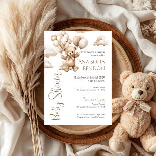 Invitation ours espagnol fille Baby Shower ours