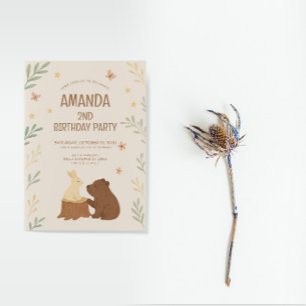 Invitation Ours et lapin des bois