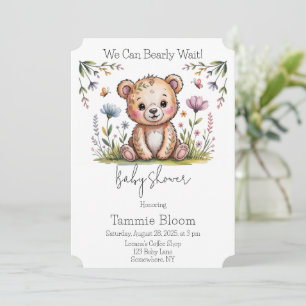 Invitation Ours Floral Nous Pouvons Attendre Baby shower