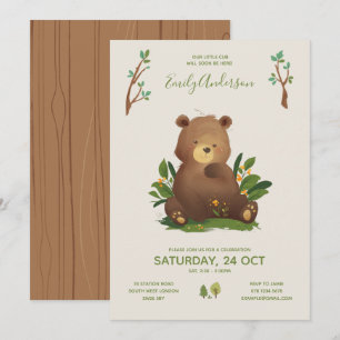 Invitation Ours ・ Forêt de forêt Baby shower rustique des ani