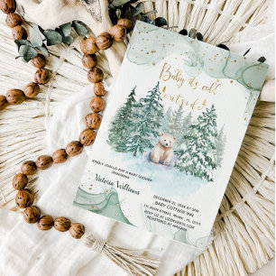 Invitation Ours il fait froid dehors Baby shower mignon