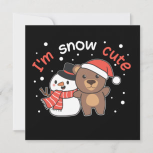 Invitation Ours Je Suis Neige Mignon Bonhomme de Neige Neige 