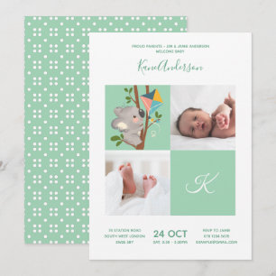 Invitation Ours Koala • Monogramme Alphabetique Cadeau De Nai
