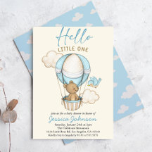 Ours mignon Hello Little One - Baby shower bleu In