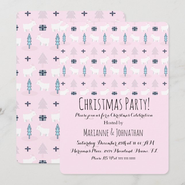 Invitation Ours polaire de NoëlPrésente Motif des arbres de N (Devant / Derrière)