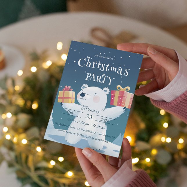 Invitation Ours polaire et présente Noël (Créateur téléchargé)