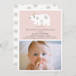 Invitation Ours polaire Hiver Onederland Photo pk 1er Anniver