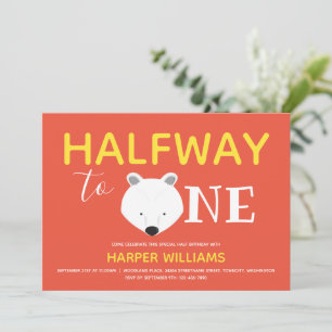Invitation Ours polaire Six Mois Bébé Demi-Anniversaire