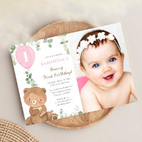 Ours premier anniversaire rose verdure fille ballo