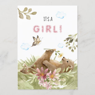 Invitation *~* Ours Profitant Fleur Baby Girl Douche