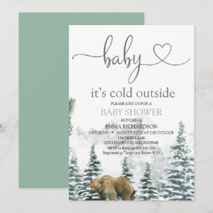 Invitation Ours Sauvage Bébé Son Froid Baby shower Extérieur