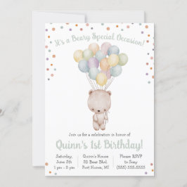 Invitation Ours spécial Beary avec ballons fête d'anniversair