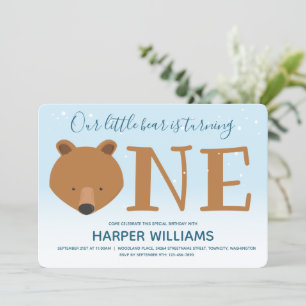 Invitation Ours Tourne un animal d'hiver 1er anniversaire