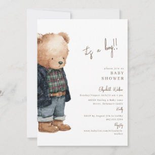 Invitation Ours Très Mignon Ours en Peluche C'est un Garçon B