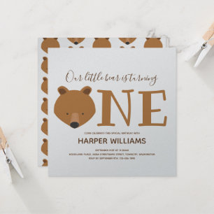 Invitation Ours Turner un animal d'argent premier anniversair