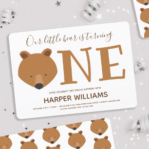 Invitation Ours Turner un animal mignon premier anniversaire