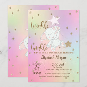 Invitation Ours, Twinkle Little Star Shower pour Bébé Hologra