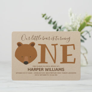 Invitation Ours un animal premier anniversaire