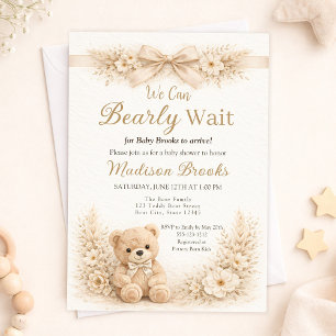 Invitation Ourson à peine patient Ourson neutre Baby Shower B