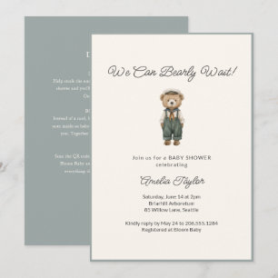 Invitation Ourson Baby Shower Tout en Un à peine attendre Sag
