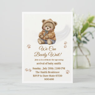 Invitation Ourson bohème "Nous pouvons à peine attendre" Baby