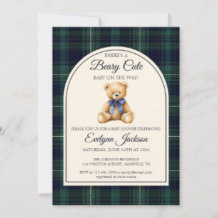 Invitation Ourson mignon avec nœud bleu Garçon Baby Shower