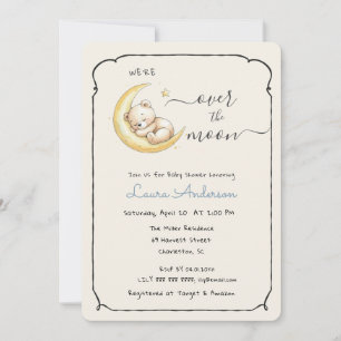Invitation Ourson pour Baby shower Over The Moon