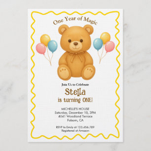 Invitation Ourson Un An de Magie Premier Anniversaire