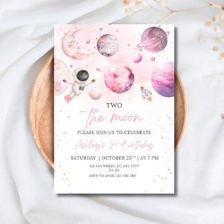 Invitation Outer Space Birthday Party Girl Astronaut Birthday