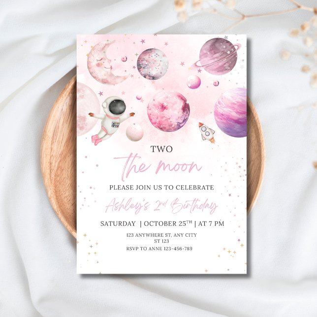 Invitation Outer Space Birthday Party Girl Astronaut Birthday (Créateur téléchargé)