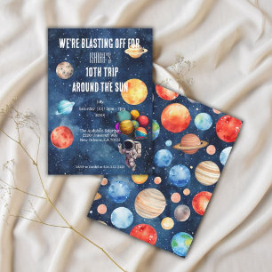 Invitation Outer Space Boy 10ème Voyage Autour du Soleil Anni