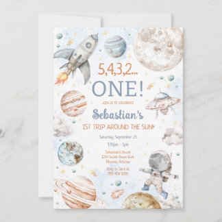 Invitation Outer Space First Trip Around The Sun 1st Birthday