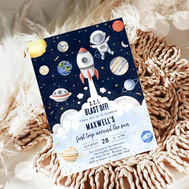 Invitation Outer Space Planets Astronaut Boy Birthday (Créateur téléchargé)