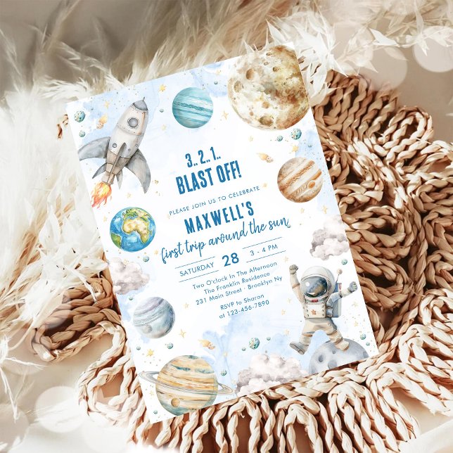 Invitation Outer Space Planets Astronaut Boy Birthday (Créateur téléchargé)