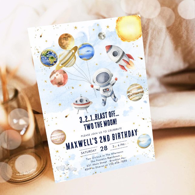 Invitation Outer Space Planets Astronaut Boy Birthday (Créateur téléchargé)