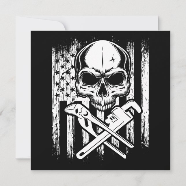 Invitation Outil de plomberie Plumber American Flag Outils de (Devant)