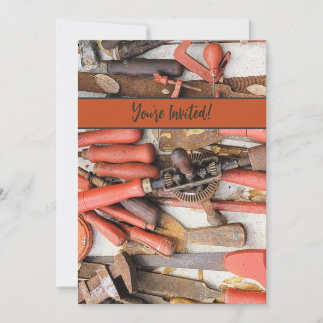 Invitation Outils Outil Russe antique Red Man (Devant)