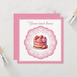 Invitation Ouverture de gâteau rose boulangerie ou toute acti
