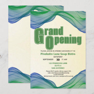 Invitation Ouverture Grands Bleus Verts Bordures Aquarelle Va
