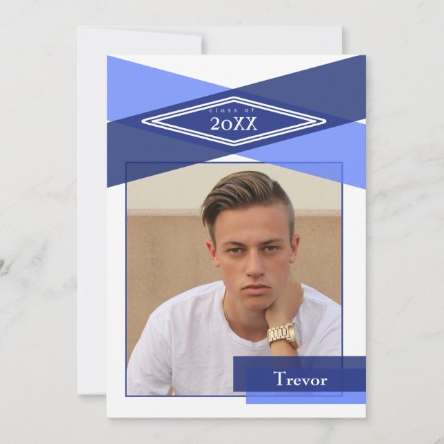 Invitation Ouverture moderne Blue Geometry Grad (Devant)