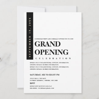 Invitation Ouverture moderne minimaliste noir et blanc