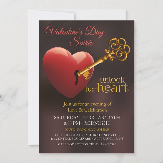 Invitation Ouvrez sa partie de Saint-Valentin de coeur (Devant)