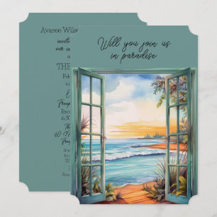 Invitation Ouvrir la fenêtre Plage Scène Paradise Tropical