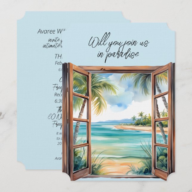 Invitation Ouvrir la fenêtre Plage Scène Paradise Tropical (Devant / Derrière)