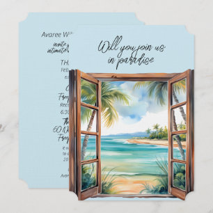 Invitation Ouvrir la fenêtre Plage Scène Paradise Tropical