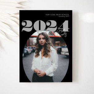 Invitation Oval Bold Classe moderne de 2024 Diplôme Photo