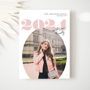 Invitation Oval Bold Classe moderne de 2024 Diplôme Photo