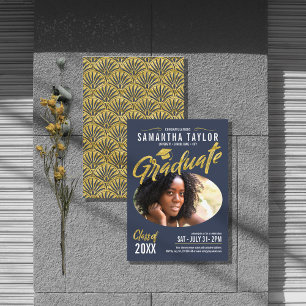 Invitation Oval Photo Graduation Gold Arches ID896