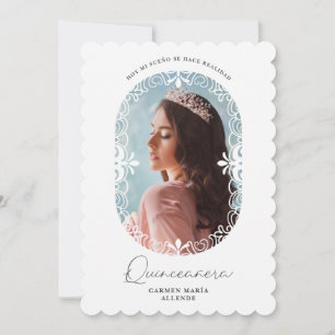 Invitation Ovale Flourish Chic Espagnol Photo Quinceañera